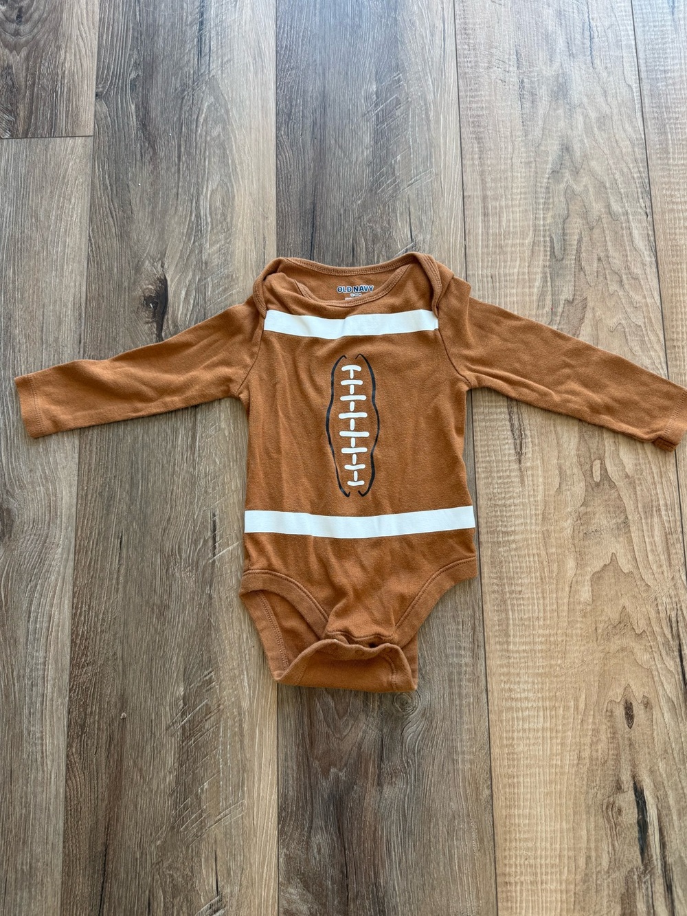 Old Navy Brown Football-Print Long-Sleeve Baby One-Piece
